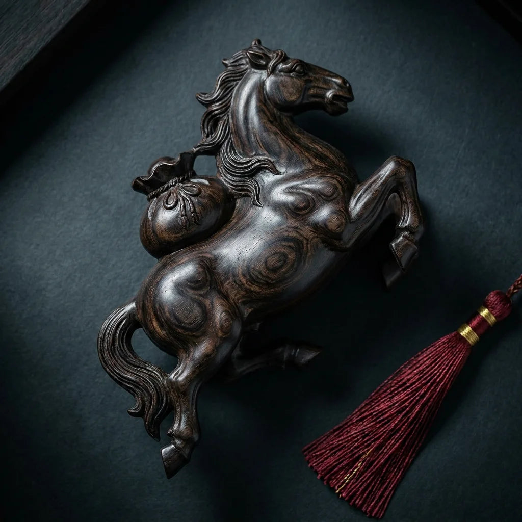 2026 Year of the Horse: 'Wealth on Horseback' (Ma Shang You Qian) Ebony Amulet