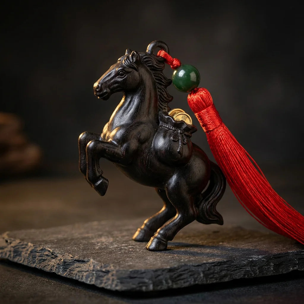 2026 Year of the Horse: 'Wealth on Horseback' (Ma Shang You Qian) Ebony Amulet
