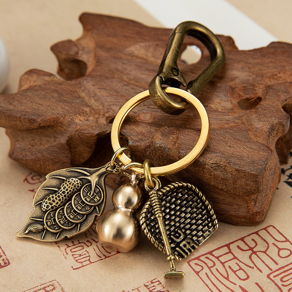 Lucky Coin Brass Keychain