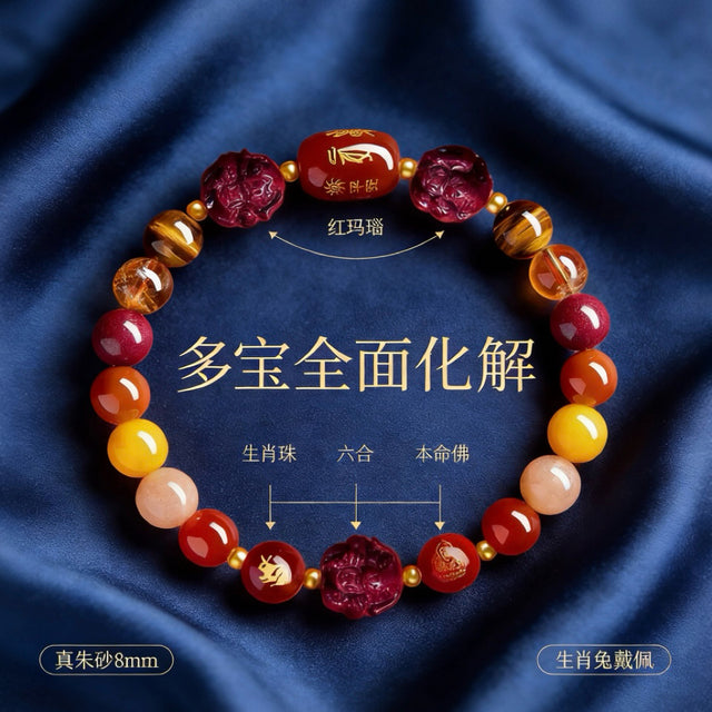 2026 'Celestial Horse' Protection Bracelet: Natural Cinnabar & Red Agate Amulet