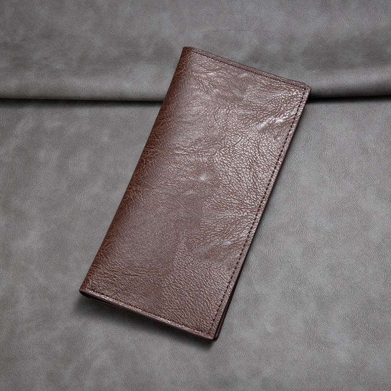 Slim PU Leather Long Wallet - Brown