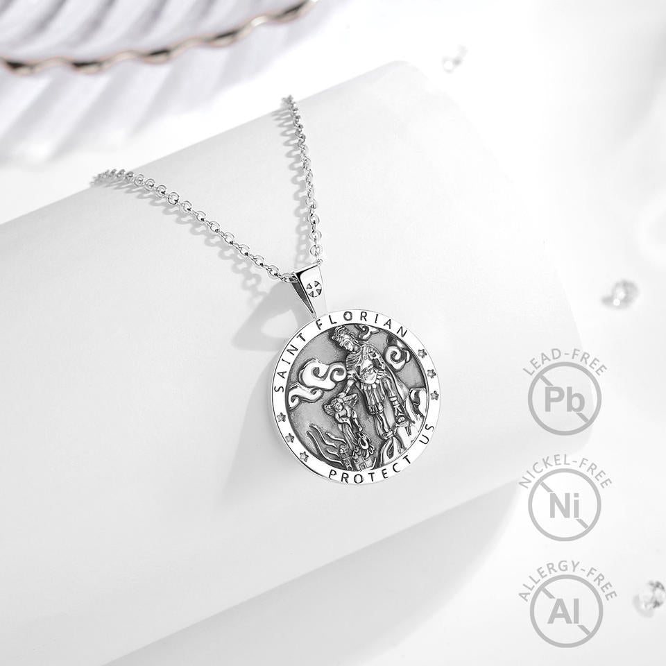 Guardian Angel Protection Medallion Necklace