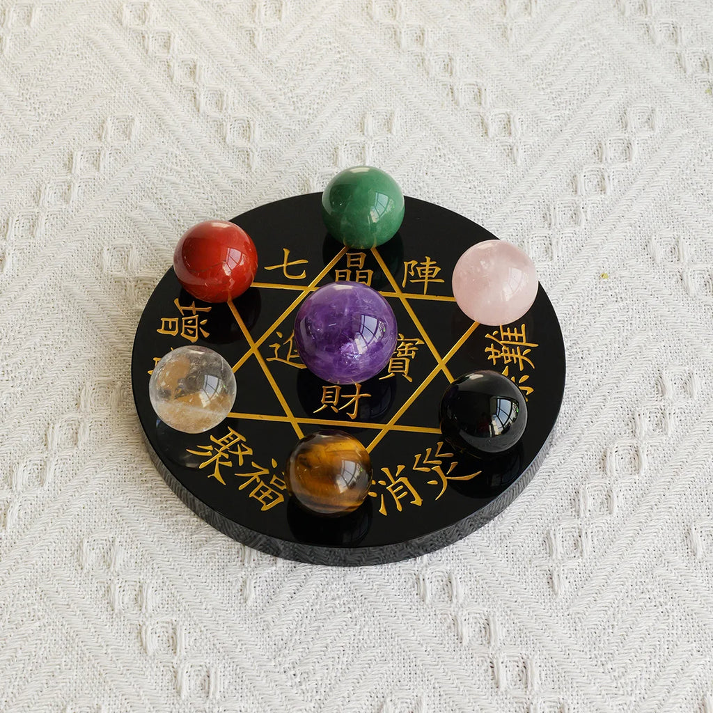Sacred Seven Star Array - Natural Crystal & Obsidian Energy Grid