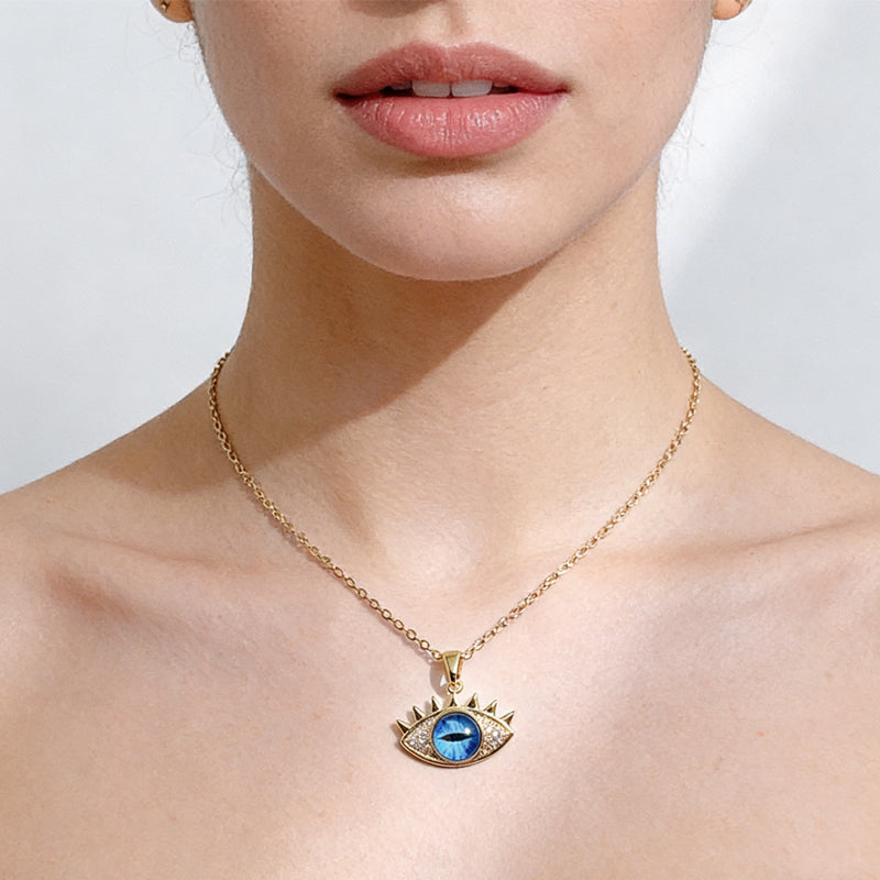 Evil Eye Hamsa Necklace - Model Wearing